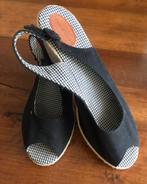 D blauwe Tommy Hilfiger canvas sandaal & sleehak mt 41 ZGAN, Ophalen, Blauw, Sandalen of Muiltjes, Zo goed als nieuw