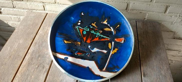 XL wandbord van Helmut Schäffenacker met vissen, Antiek en Kunst, Antiek | Keramiek en Aardewerk, Ophalen