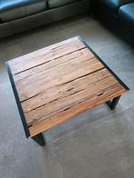 Salontafel hout /staal 80x80, Huis en Inrichting, Tafels | Salontafels, Ophalen, Gebruikt, 50 tot 100 cm, Vierkant