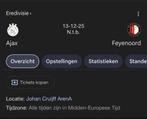KAART GEZOCHT AJAX FEYENOORD ZUID, Tickets en Kaartjes, Losse kaart, Eén persoon, December