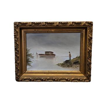 Vintage olieverf schilderij Visser VD Horst, jaren 60 beschikbaar voor biedingen