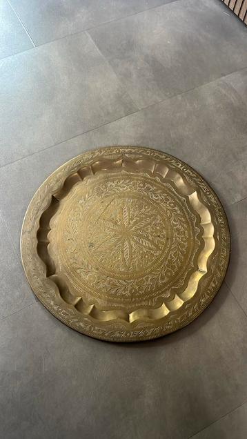 Decoratief messing bord met bladprint | Boho / vintage stijl beschikbaar voor biedingen