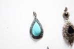 zilveren hanger turquoise, Ophalen of Verzenden, Zo goed als nieuw, Blauw, Zilver