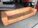 Cognac kleurige, écht leren bank van Alle Pilat 284cm breed, Ophalen, Leer, Zo goed als nieuw, Rechte bank