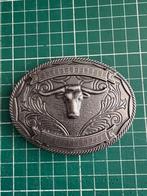 Ovale belt buckle metalen gesp stierenkop 9x7 cm zilverkleur, Losse buckle of gesp, Overige kleuren, Verzenden, Nieuw