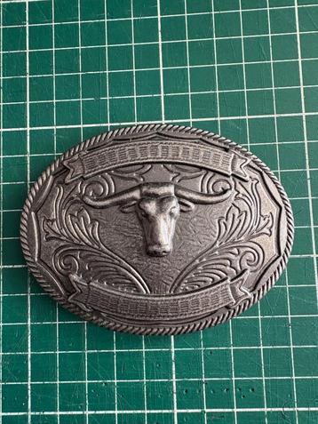 Ovale belt buckle metalen gesp stierenkop 9x7 cm zilverkleur beschikbaar voor biedingen