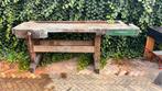 Oude Houten Werkbank met Dubbele Bankschroef, Doe-het-zelf en Verbouw, Werkbanken, Ophalen, Gebruikt, 120 tot 170 cm, Bankschroef