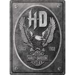 Harley Davidson eagle grijs relief reclamebord van metaal, Verzamelen, Verzenden, Nieuw, Auto's