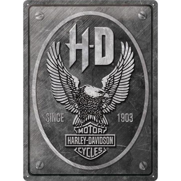 Harley Davidson eagle grijs relief reclamebord van metaal, Verzamelen, Automerken, Motoren en Formule 1, Nieuw, Auto's, Verzenden