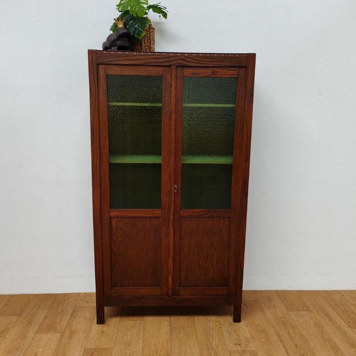 Vintage boekenkast wandkast servieskast kast vitrinekast., Huis en Inrichting, Kasten | Vitrinekasten, Gebruikt, 150 tot 200 cm