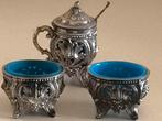 Mosterdpot en 2x zoutvat en lepel zilver, Antiek en Kunst, Ophalen of Verzenden, Zilver