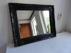 Spiegel, antieke zwarte houten spiegel, mooi uitgewerkt, Antiek en Kunst, Ophalen of Verzenden, Rechthoekig, Minder dan 50 cm