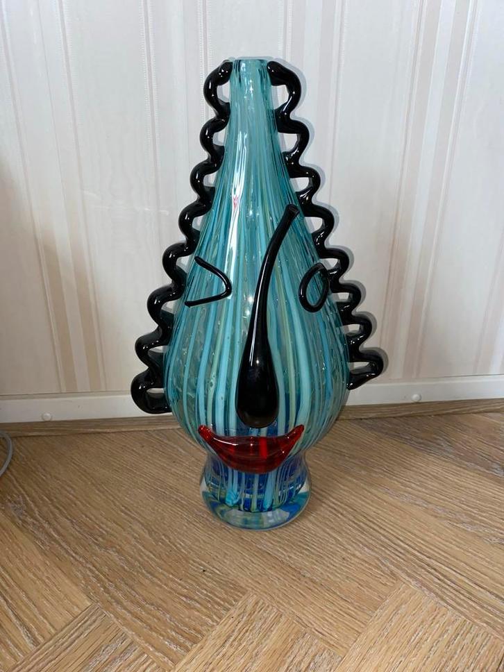 Unieke glazen vaas met gezicht, Antiek en Kunst, Antiek | Vazen, Ophalen