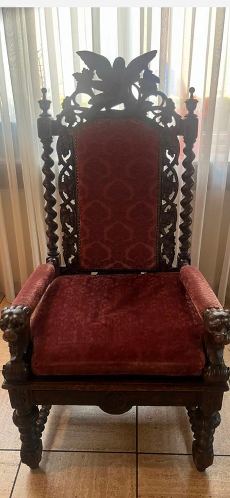 Antieke troonstoel met adelaar, Antiek en Kunst, Antiek | Meubels | Stoelen en Banken, Ophalen