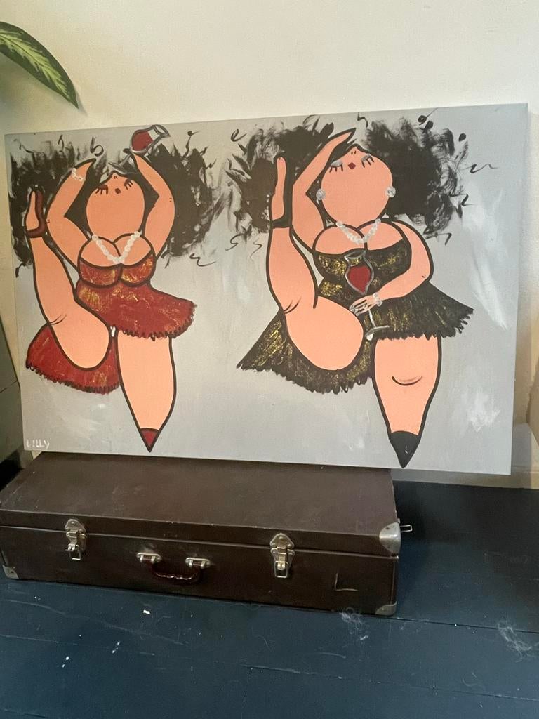 Schilderij Dikke Dames - Lilly - 120x80, Ophalen