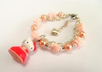 Roze Hello Kitty armband met jasseron handgemaakt beschikbaar voor biedingen