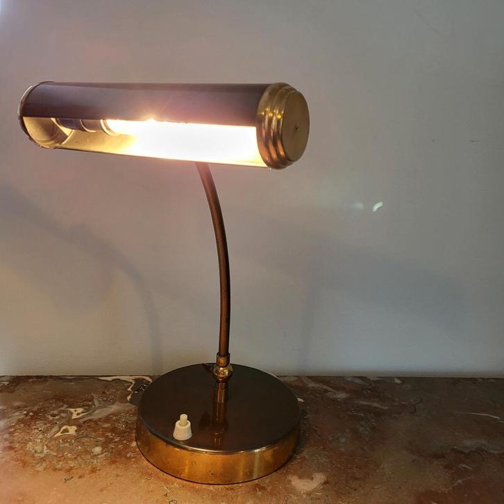 Vintage antiek bureaulamp pianolamp, Huis en Inrichting, Lampen | Tafellampen, Gebruikt, Minder dan 50 cm, Metaal, Ophalen of Verzenden