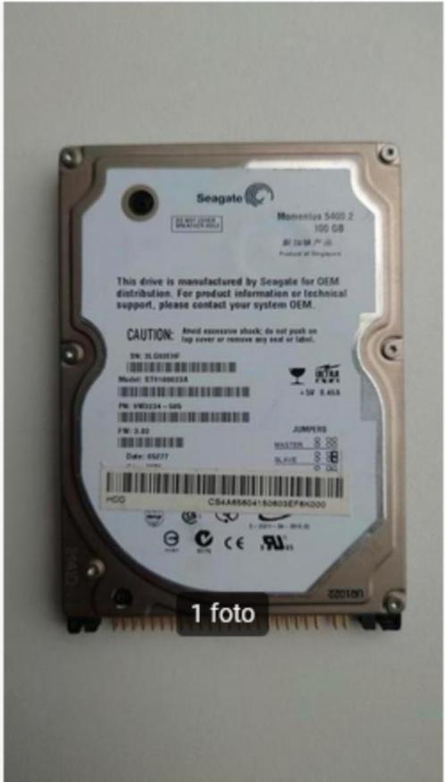 Seagate 100GB 2,5" IDE 5400rpm laptop harddisk, Computers en Software, Harde schijven, Gebruikt, Laptop, Intern, HDD, IDE, Ophalen of Verzenden