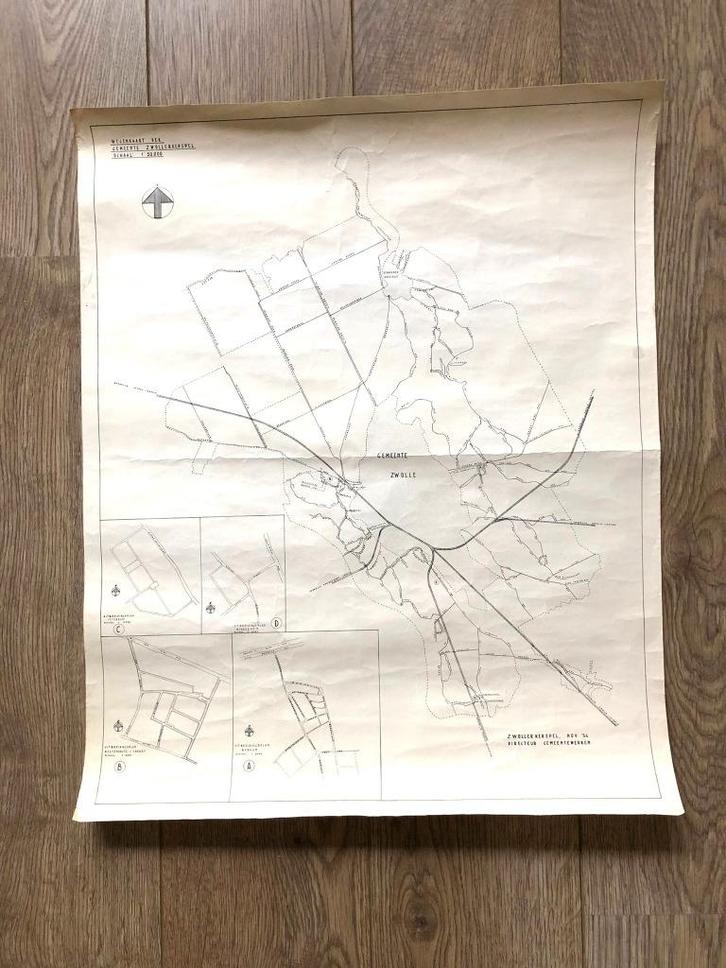 Unieke Wegenkaart Der Gemeente  Zwollerkerspel 1954, Verzamelen, Ansichtkaarten | Themakaarten, Ongelopen, 1940 tot 1960, Overige thema's