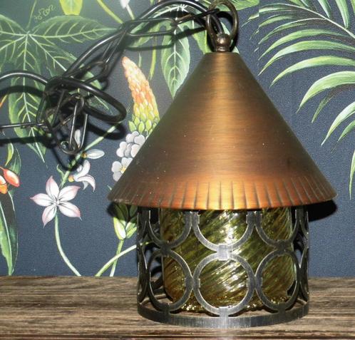 Lamp vintage metalen/koperen hanglamp plafondlamp (226), Antiek en Kunst, Antiek | Lampen, Ophalen of Verzenden