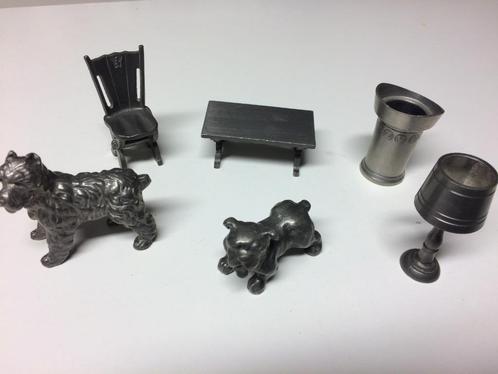 Tinnen beeldjes  (6x), Antiek en Kunst, Antiek | Tin, Ophalen