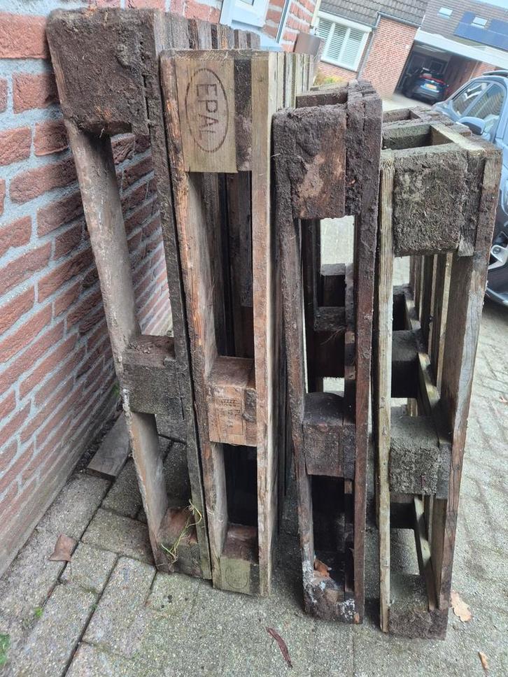 4 gebruikte epal pallets, Doe-het-zelf en Verbouw, Hout en Planken, Gebruikt, Pallet, Overige houtsoorten, Minder dan 200 cm, 50 mm of meer