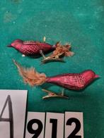 kerst vogels rood glas 2x [a912/2], Diversen, Kerst, Ophalen of Verzenden