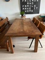 Teak Houten Eettafel & Eetbank Set, Gebruikt, 100 tot 150 cm, Teakhout, 200 cm of meer