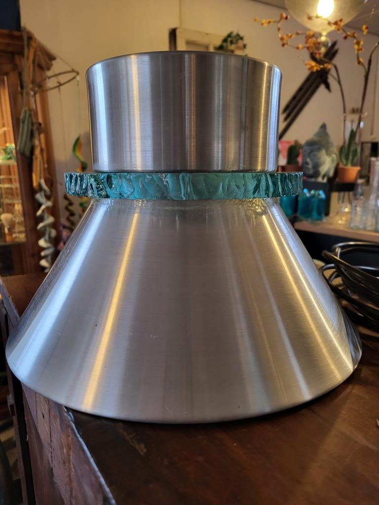 2x Mid Century Hiemstra Evolux Hanglamp, Ophalen, Gebruikt, Glas, Mid-Century Modern