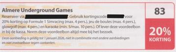 Almere Underground Games. 20% korting. Postcode bon nr 83.  beschikbaar voor biedingen