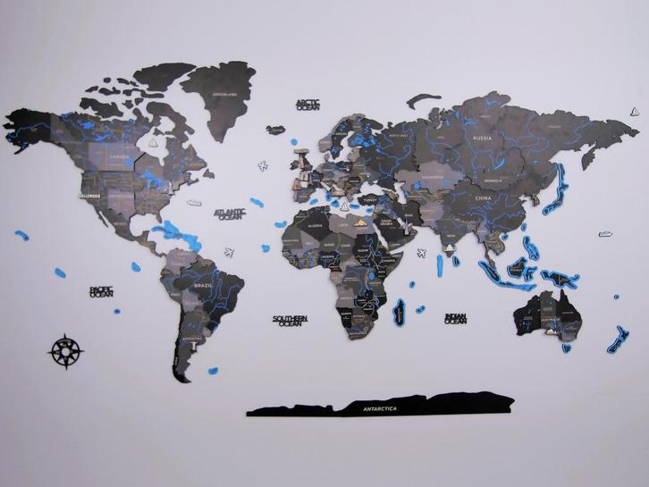3D Houten Puzzel World Map XXL Muur Decoratie - DIY Build, Hobby en Vrije tijd, Denksport en Puzzels, Nieuw, Rubik's of 3D-puzzel