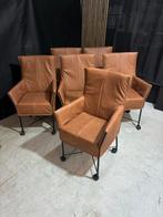 Actie - 6 Montis Chaplin Rancho Cognac Stoelen, Huis en Inrichting, Stoelen, Overige kleuren, Leer, Zo goed als nieuw, Montis bv