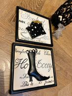 Vintage zwart hak pump wandbord jurkje goud pauw set, Ophalen of Verzenden