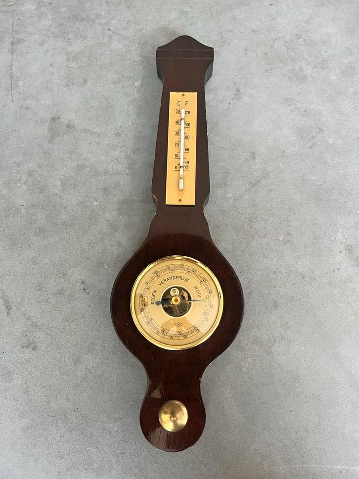 Antieke Barometer & Thermometer Houten Plank Wanddecoratie W, Antiek en Kunst, Antiek | Woonaccessoires, Ophalen of Verzenden