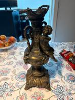 Antieke bronzen vaas / kandelaar met engel (ca. 1900), Antiek en Kunst, Antiek | Kandelaars, Ophalen of Verzenden, Koper of Brons