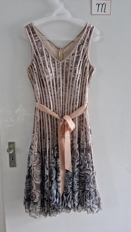 jurk, galajurk, goud/bloemen, maat M, Kleding | Dames, Jurken, Zo goed als nieuw, Maat 38/40 (M), Overige kleuren, Knielengte