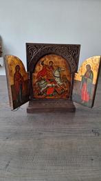 Antiek Byzantijns Ikonen Triptiek, Antiek en Kunst, Ophalen of Verzenden