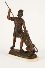 Bronzen Beeld Romeinse Soldaat met Leeuw - MOD.DEP. A. SANGL, Ophalen of Verzenden
