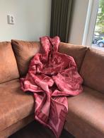 Vintage 100% wollen deken plaid 150x190 | roze bordeaux rood, Ophalen of Verzenden, Zo goed als nieuw