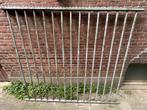 Gegalvaniseerd hekwerk, 7x, + poort + 4 palen, Tuin en Terras, Ophalen, Gebruikt, IJzer, Spijlenhekwerk