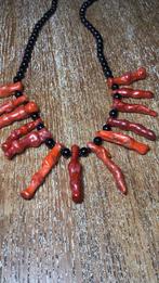 Vintage bloedkoraal look ketting. Unisex, Sieraden, Tassen en Uiterlijk, Kettingen, Ophalen of Verzenden, Zo goed als nieuw, Rood