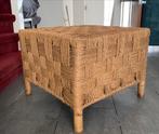 Vintage rotan bamboe poef/tafeltje, Ophalen of Verzenden, Gebruikt, Rond, Minder dan 50 cm
