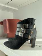 Suede leer zwarte pump laarsjes met gouden details maat 38,5, Ophalen of Verzenden, Zo goed als nieuw, Zwart