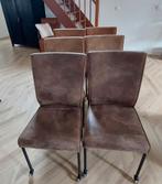 6 eetkamerstoelen,microvezel, op wieltjes, Huis en Inrichting, Stoelen, Ophalen, Bruin, Zo goed als nieuw, Vijf, Zes of meer stoelen