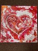 Schilderij hart in roze/rood en blauw, Antiek en Kunst, Kunst | Schilderijen | Abstract, Ophalen of Verzenden