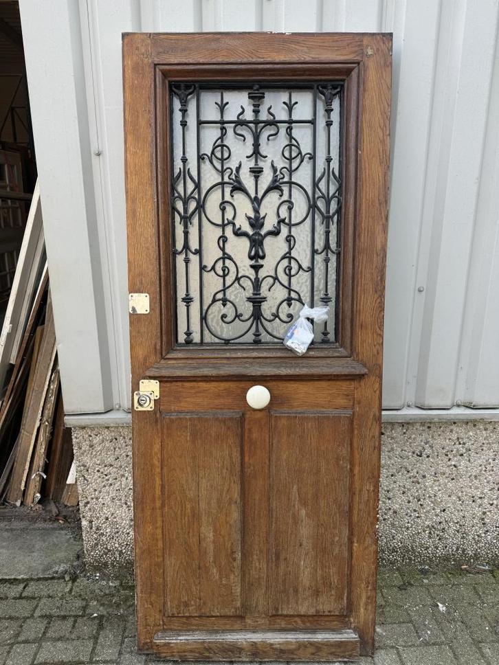 Antieke eiken voordeur. 90 x 221,5, Doe-het-zelf en Verbouw, Deuren en Horren, Zo goed als nieuw, Buitendeur, 215 cm of meer, 80 tot 100 cm