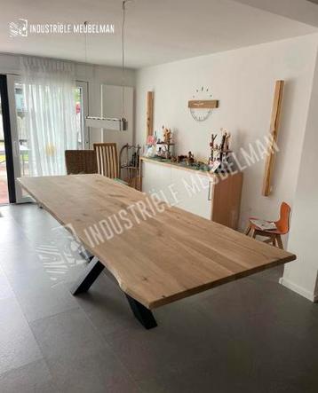 Industriele Eettafel Massief Eiken Boomstam Tafels Eikenhout - afbeelding 12