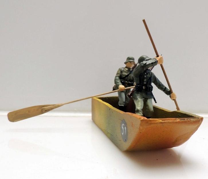 Elastolin ponton met 2 Duitse soldaten, Antiek en Kunst, Antiek | Speelgoed, Ophalen of Verzenden