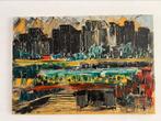 Olieverf op doek schilderij Urban de grens Daan Langeweg, Ophalen of Verzenden