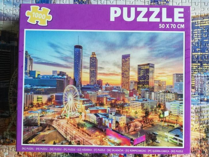 Puzzel 1000 stukjes: Stad met Reuzenrad, Hobby en Vrije tijd, Denksport en Puzzels, Gebruikt, Legpuzzel, 500 t/m 1500 stukjes